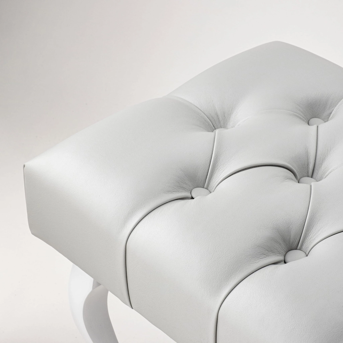 Banco Chesterfield de cuero acolchado gris para sala de estar o pasillo