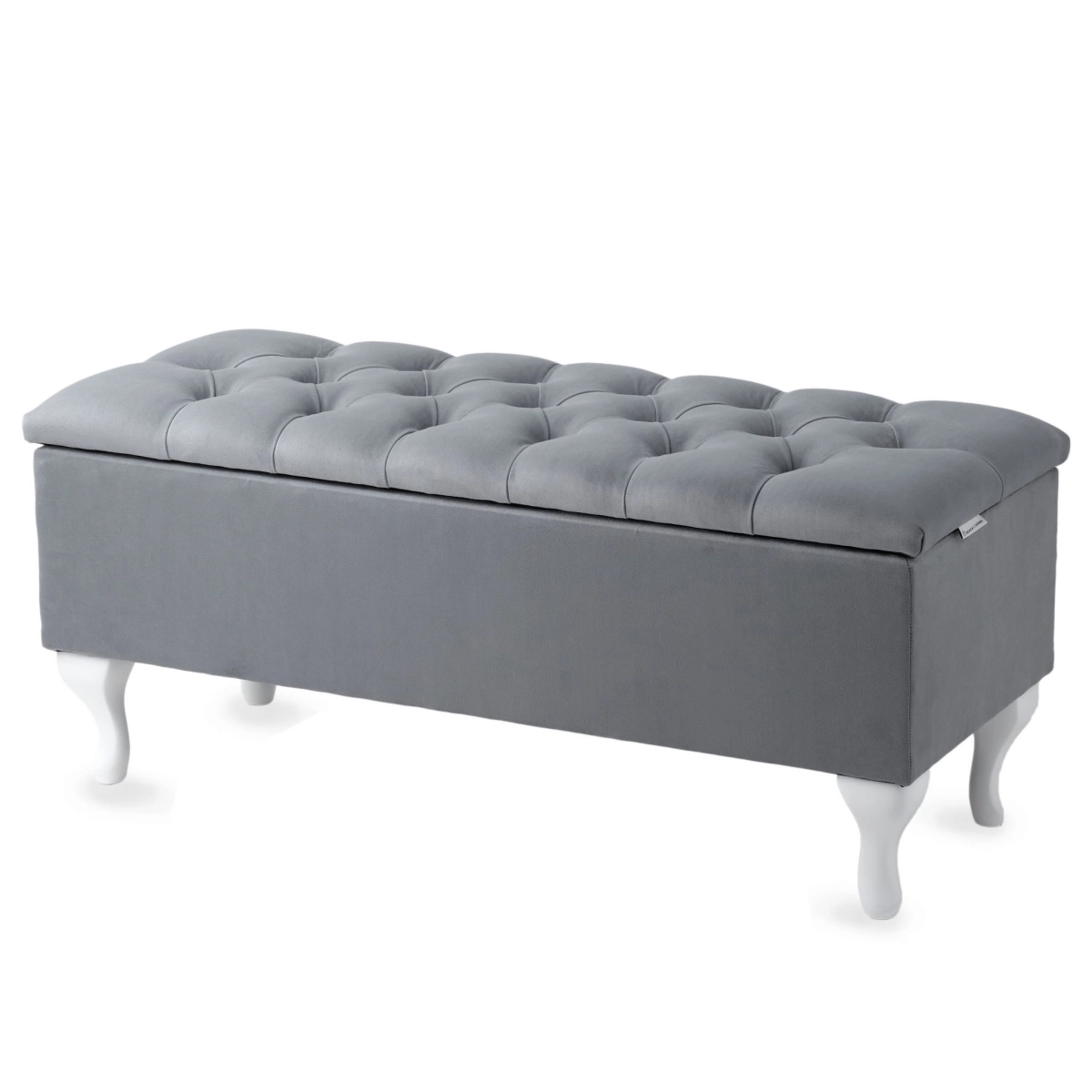 baúl de almacenamiento acolchado gris con asiento elevable