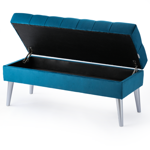 Puf acolchado turquesa con almacenamiento