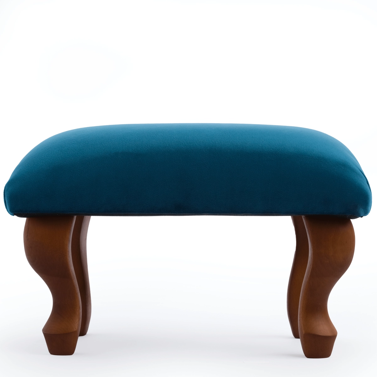 Reposapiés tapizado en azul, un elemento interior elegante y práctico