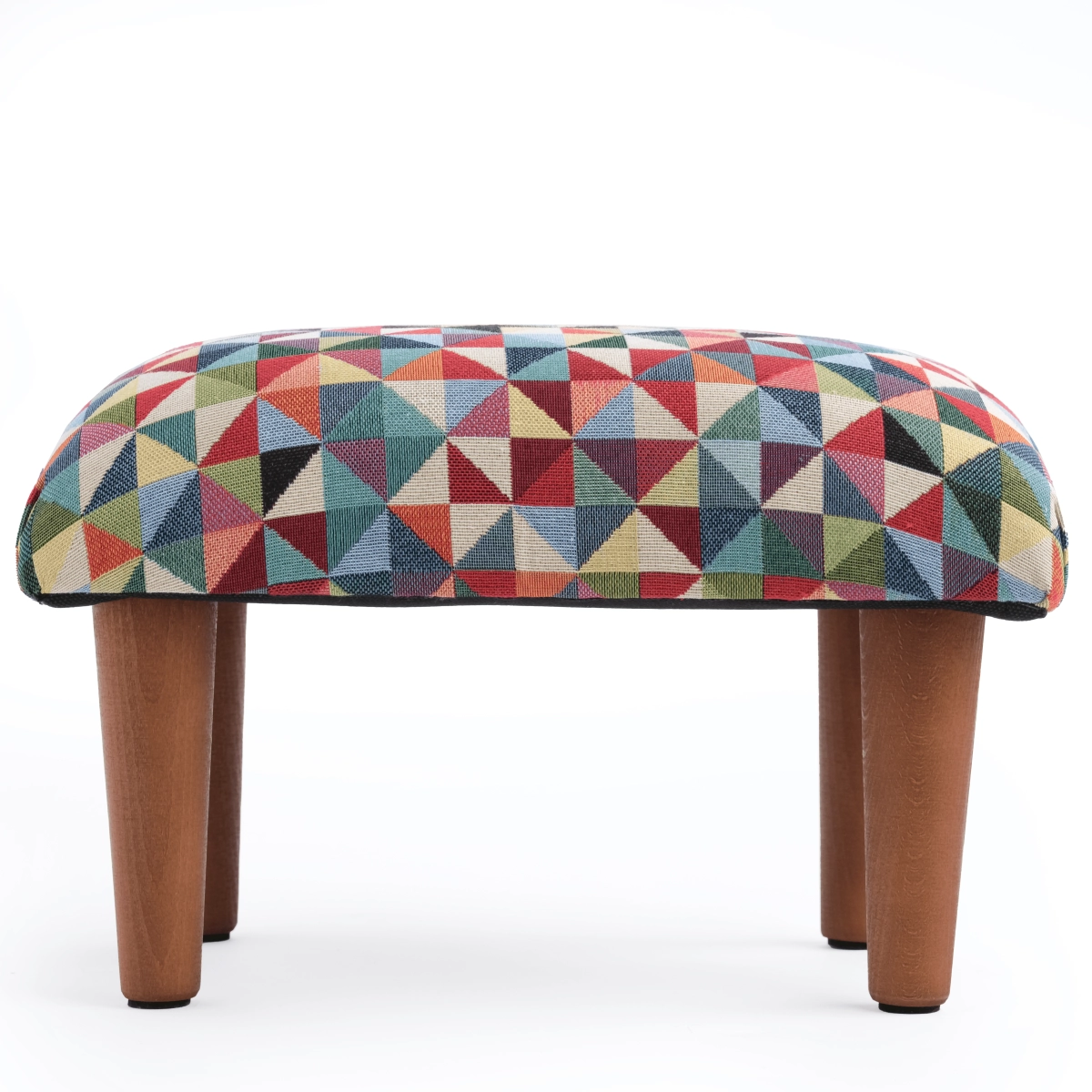Reposapiés para sillón con tapizado en motivos geométricos
