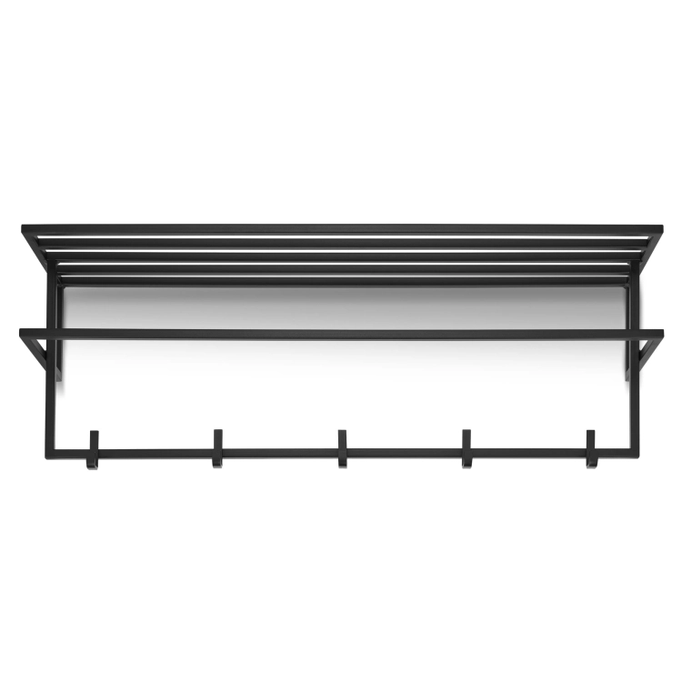 Perchero de pared negro con estante de acero para pasillo