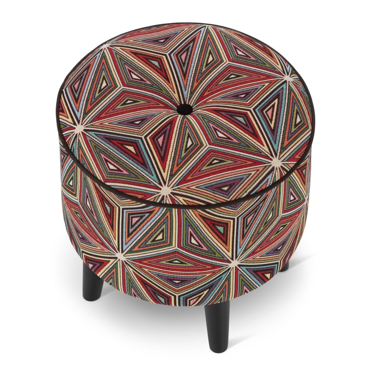 puf circular con motivos geométricos