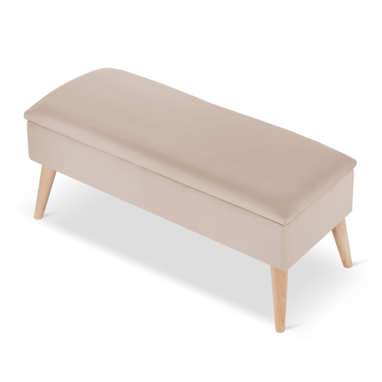 banco beige con almacenaje