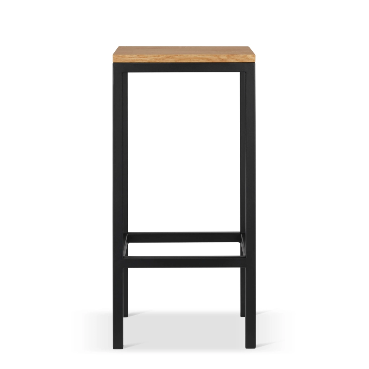 hocker metálico con asiento de madera