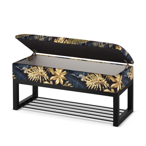 puf industrial con compartimento y estante para zapatos