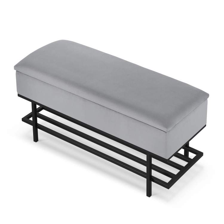 caja de zapatos gris con estante