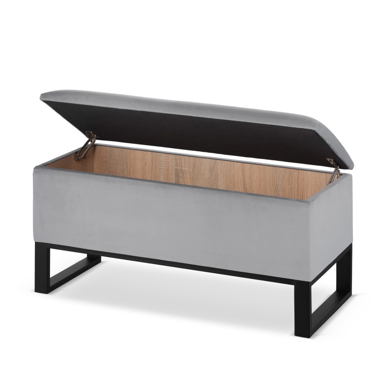 puf gris con almacenaje