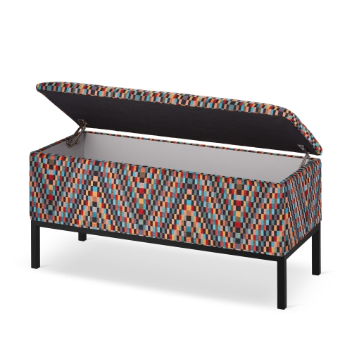 banco estampado con caja de almacenaje para pasillo