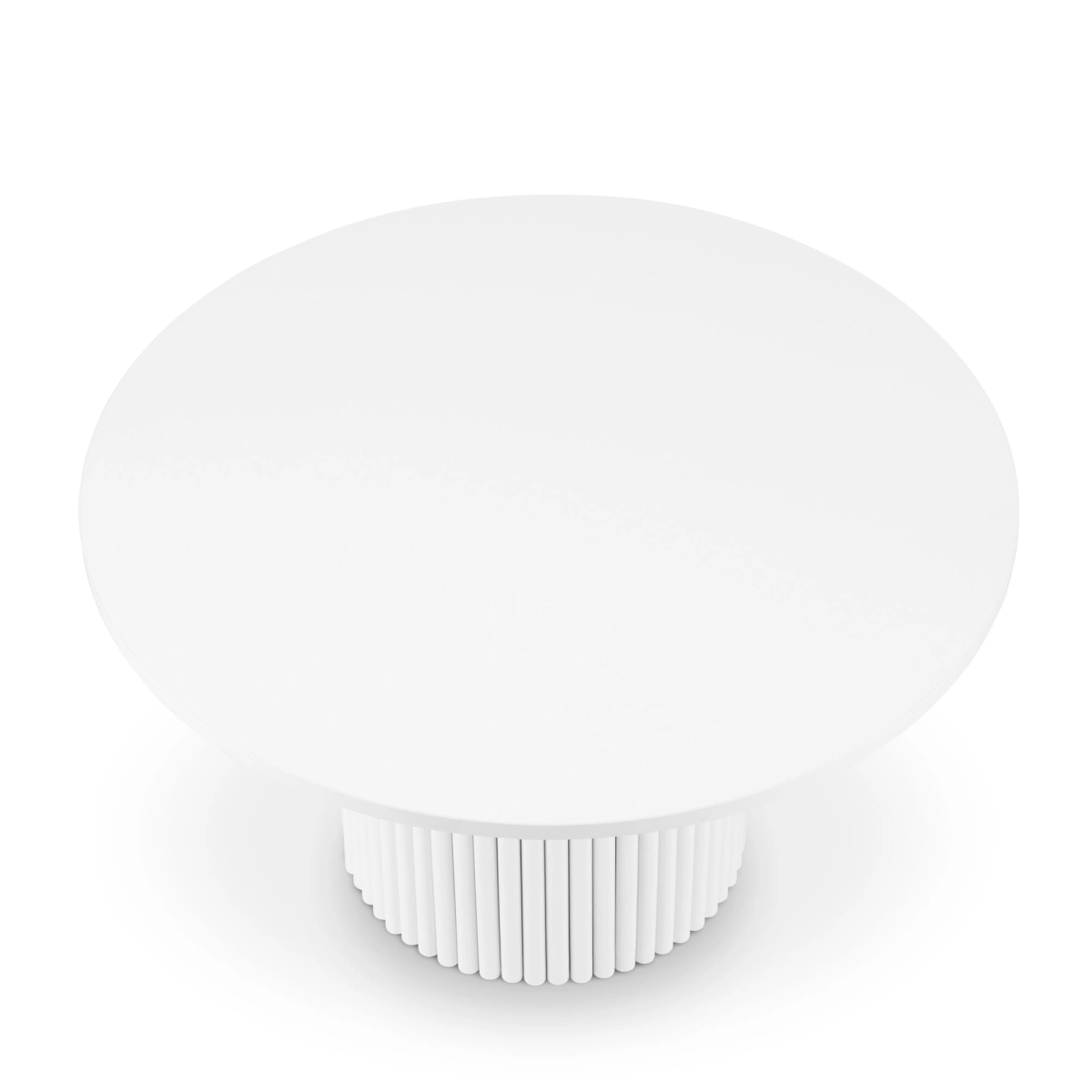 Mesa de centro redonda blanca con pata acanalada ideal para un interior moderno o clásico