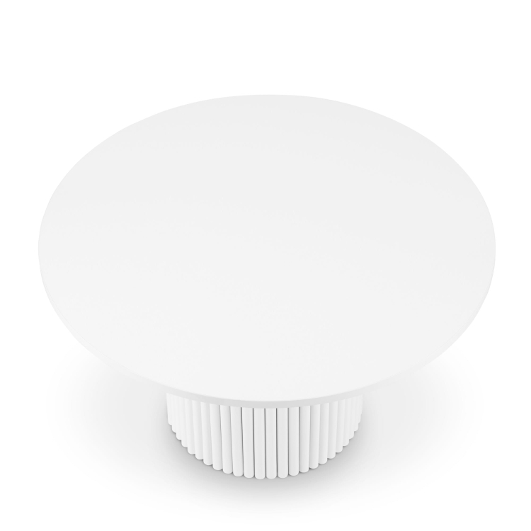 Mesa de centro redonda blanca con pata acanalada ideal para un interior moderno o clásico