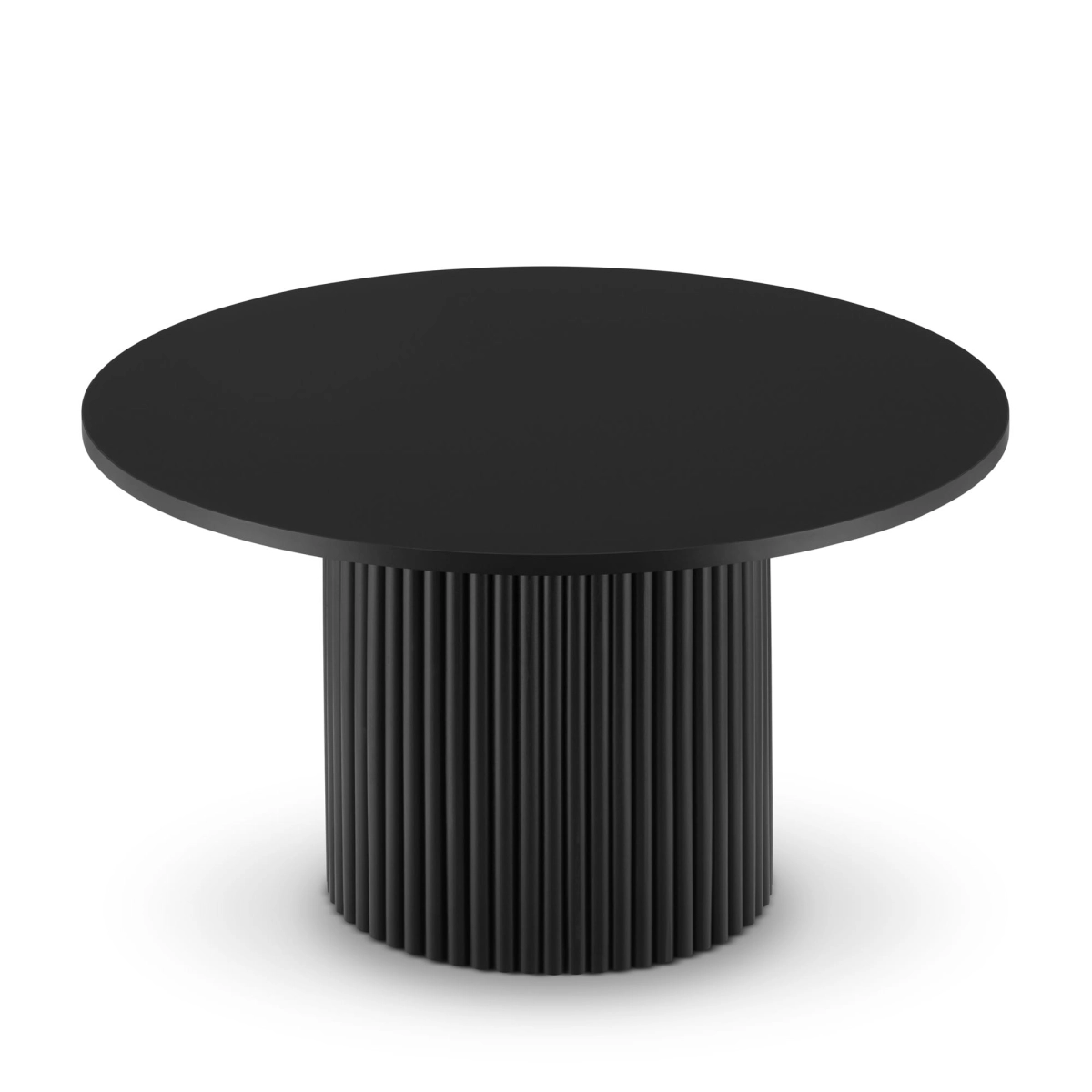 mesa de centro negra con base acanalada