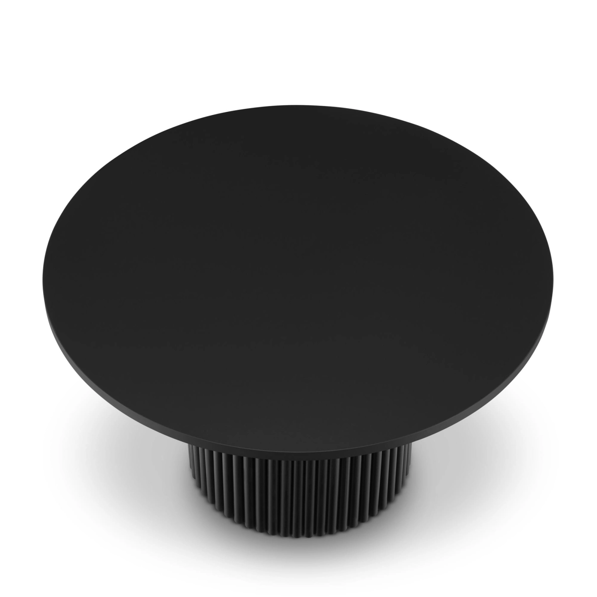 mesa de centro negra con base acanalada