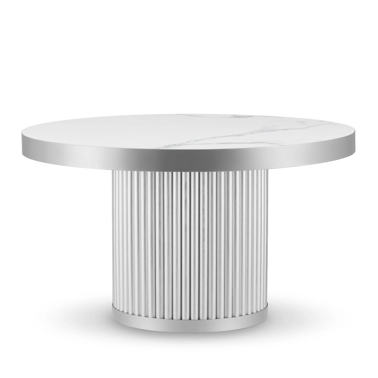 mesa de centro de piedra con tapa blanca