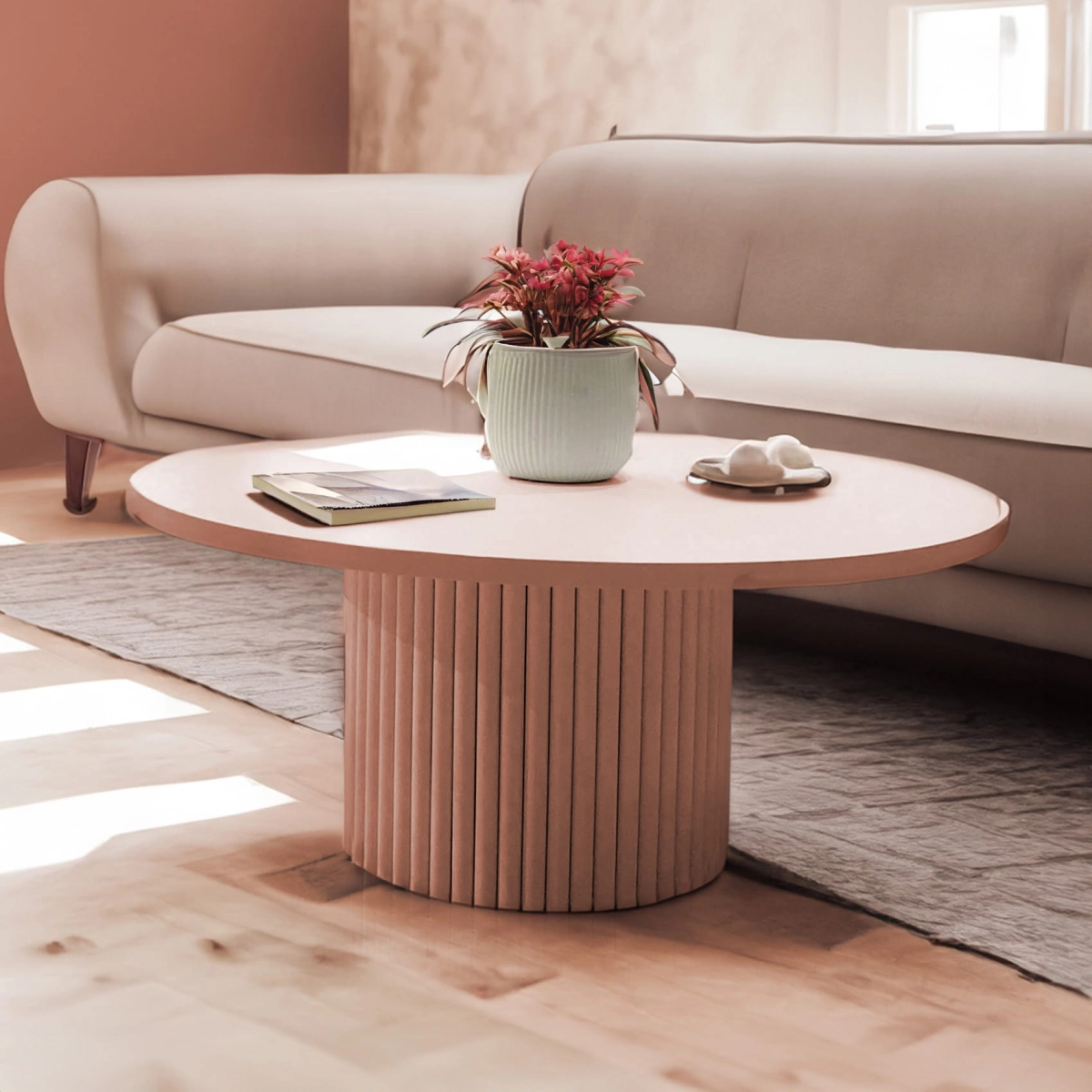 mesa de centro rosa