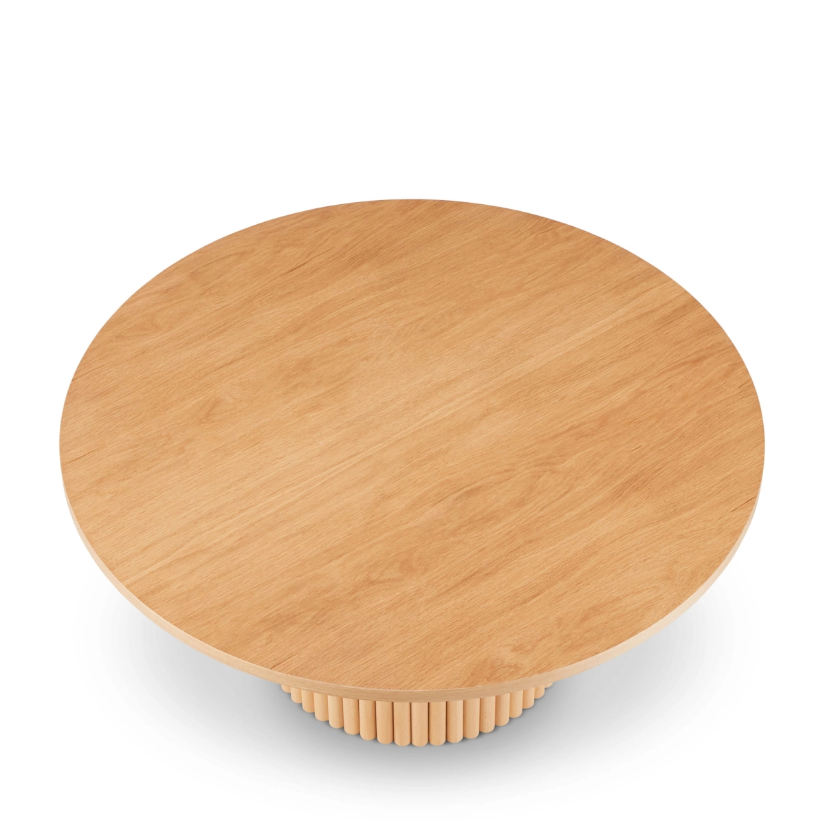 Moderna mesa de centro de madera con base acanalada