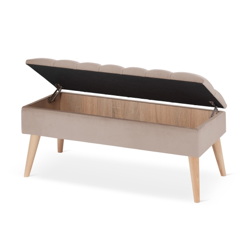 Puff café con leche acolchado con almacenamiento