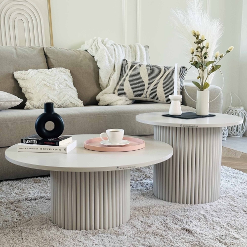 juego de mesas de centro acanaladas blancas