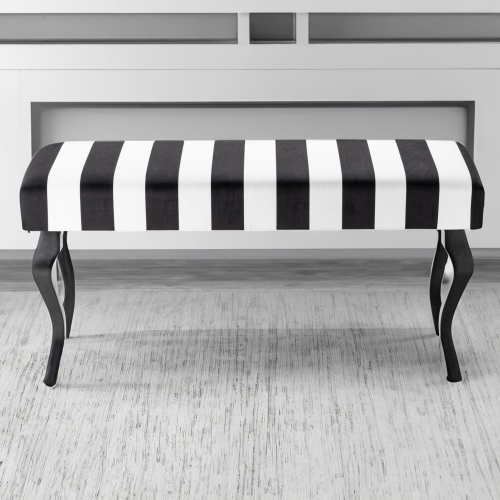 Banco tapizado con estampado de rayas