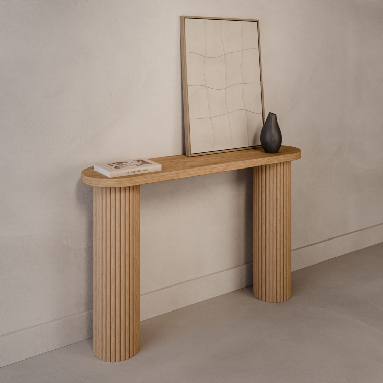 Consola de madera para recibidor con patas estriadas