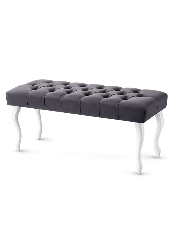 Banco acolchado antracita con patas blancas: un mueble moderno y elegante para el salón o el pasillo
