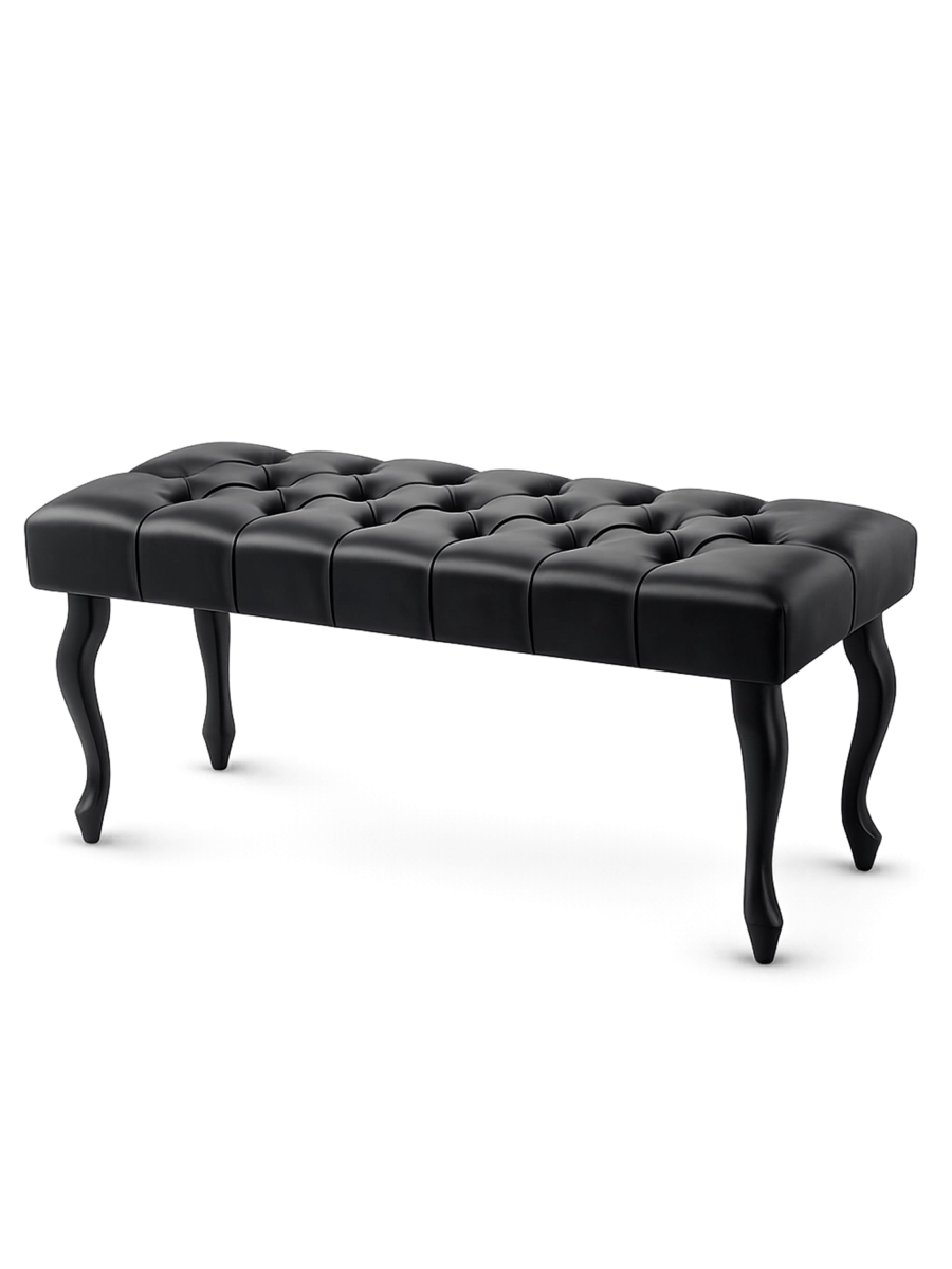 Banco de cuero negro capitoné: un complemento elegante para su sala de estar, dormitorio u oficina