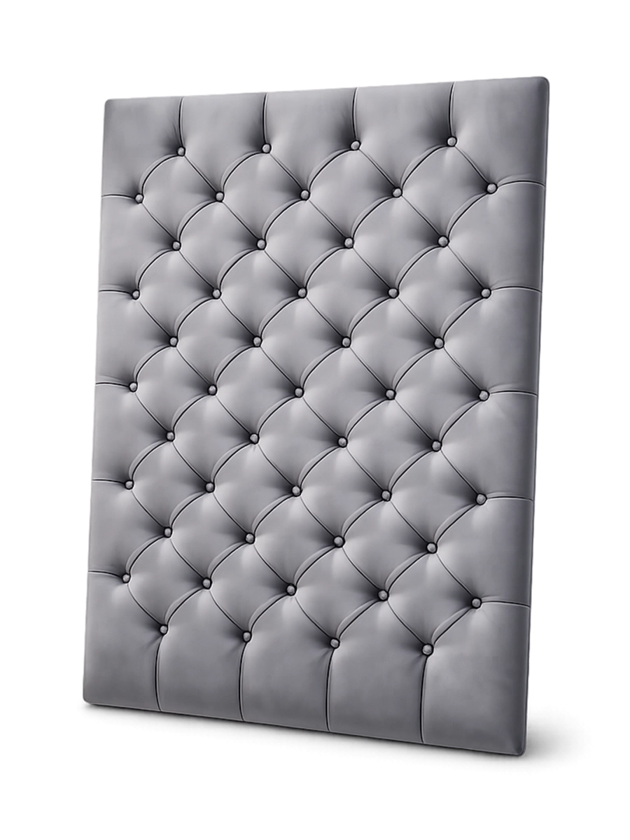 Panel de pared gris acolchado