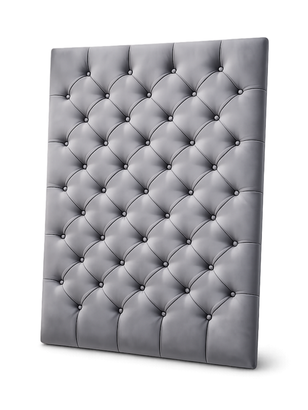 Panel de pared gris acolchado
