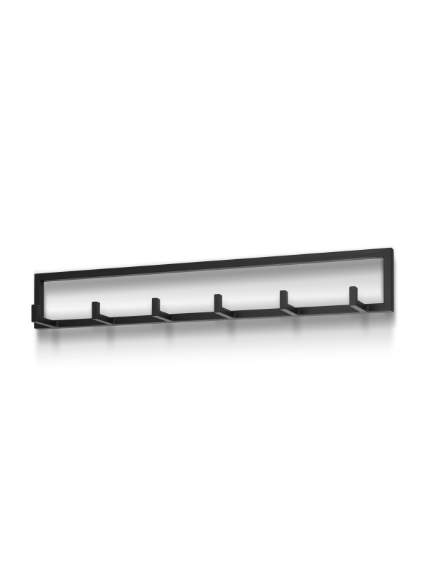 Práctico colgador minimalista de acero negro para un recibidor moderno