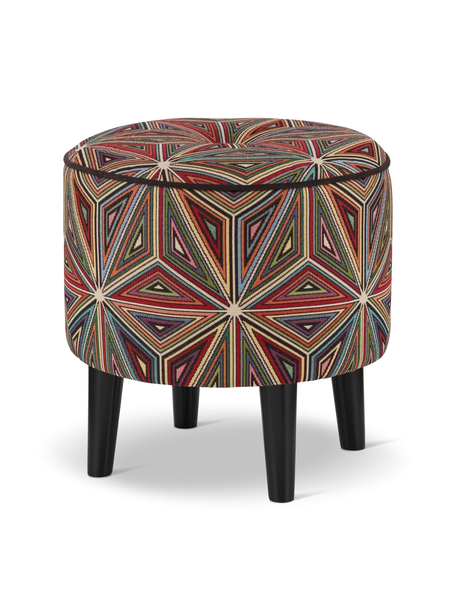 puf circular con motivos geométricos