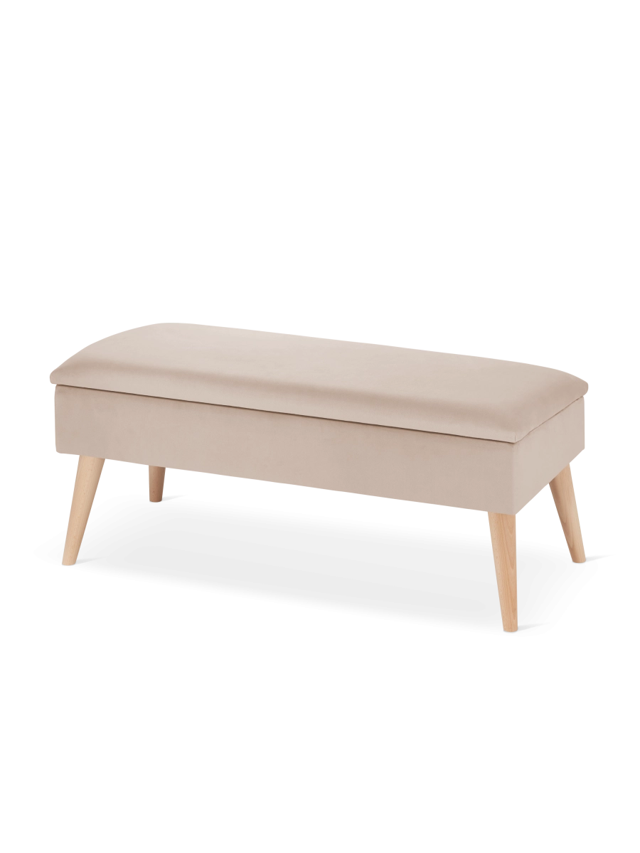 banco beige con almacenaje