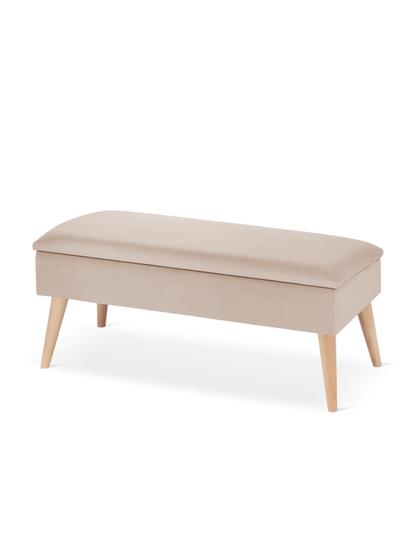 banco beige con almacenaje