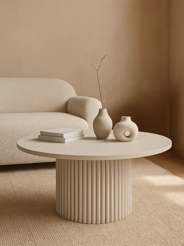 kaszmirowy stolik kawowy z ryflowaną nogą