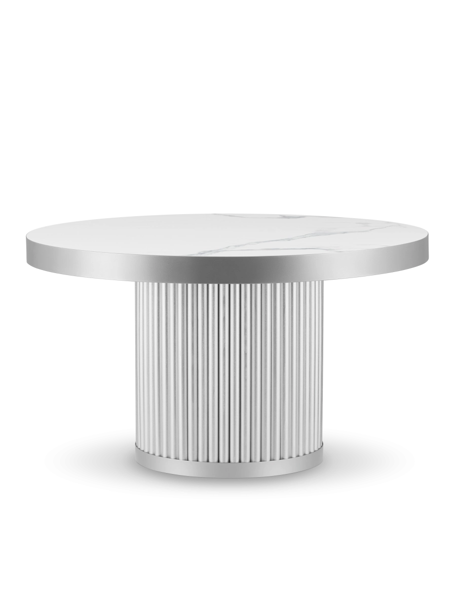 mesa de centro de piedra con tapa blanca