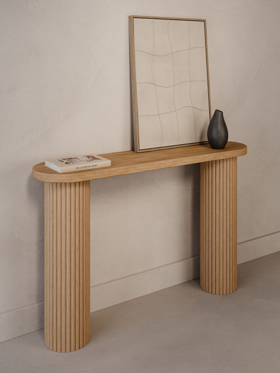 Consola de madera para recibidor con patas estriadas