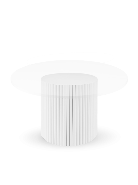 Biała ryflowana noga do stołu