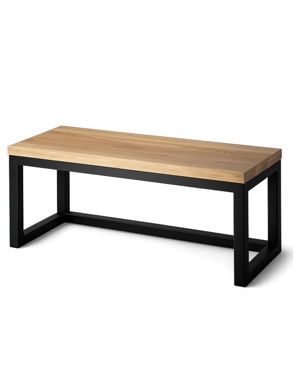Banco industrial con tablero de madera y base de metal