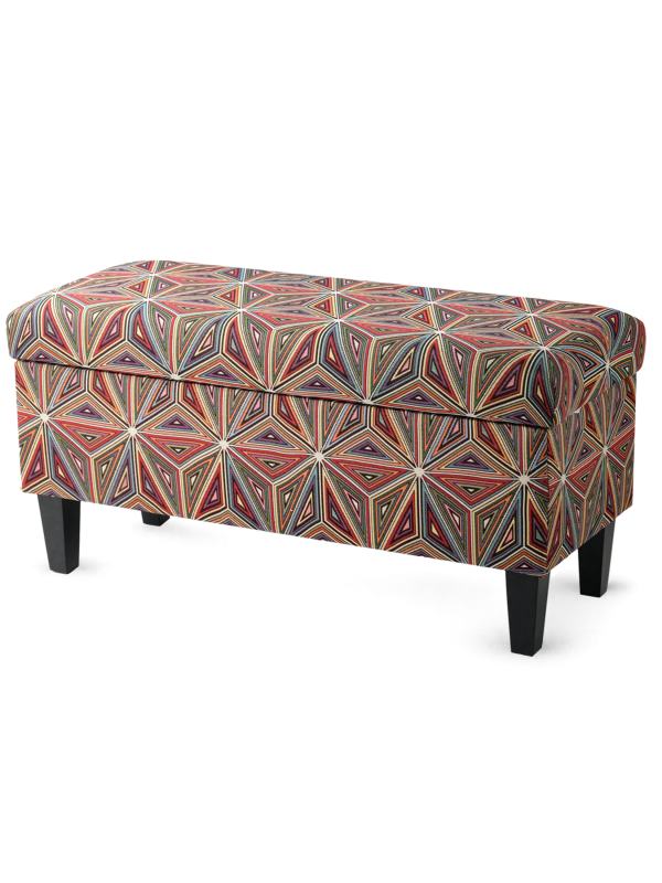 Puf de almacenamiento floral acolchado, funcional y decorativo para la sala de estar o el dormitorio.