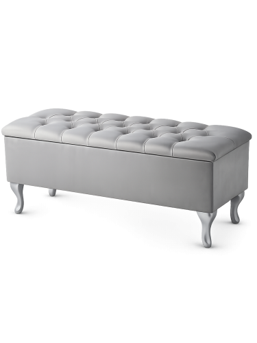 gesteppter Sitzpuff in Grau mit Stauraum, bequemer und funktionaler Platz