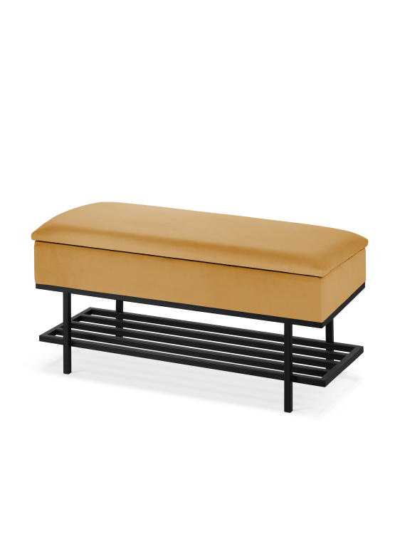 gelber Karton mit Schuhregal