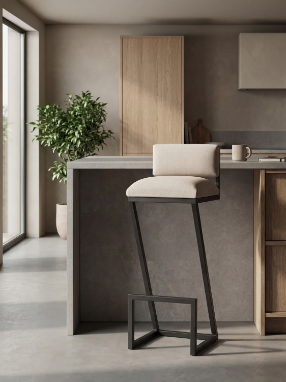 tapicerowany hoker barowy w kolorze kremowym