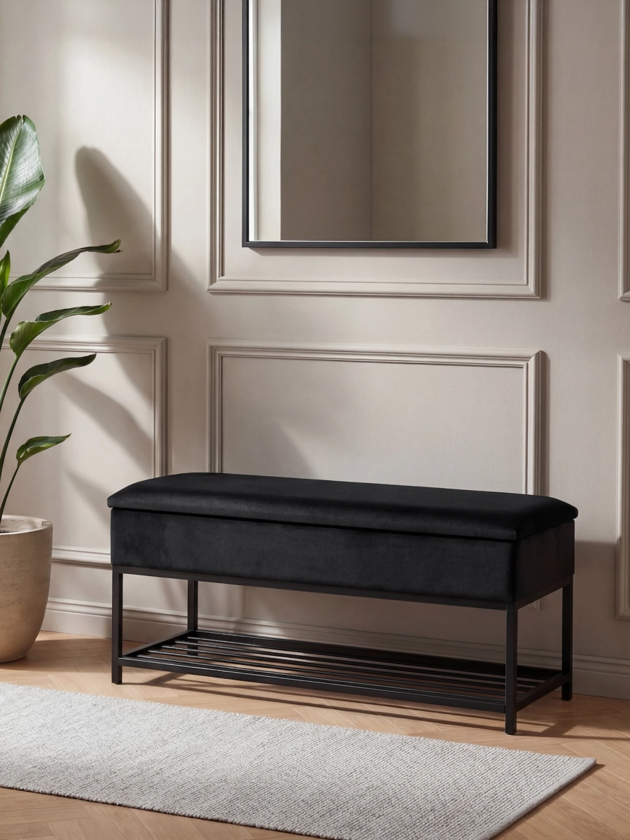 mueble zapatero con asiento y baúl