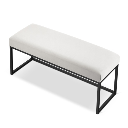 Un banco color crema para el recibidor con estructura metálica