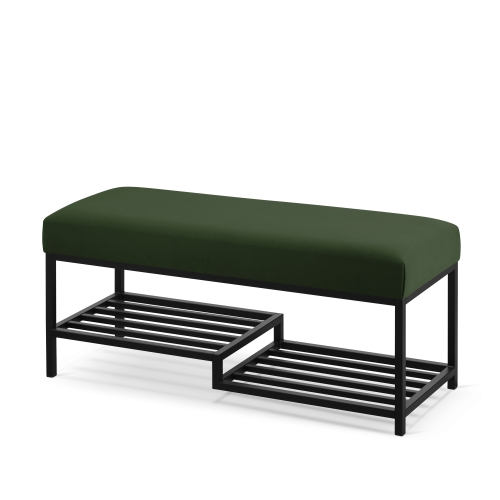 Banco industrial verde para el recibidor