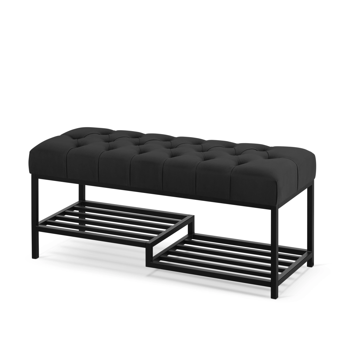 Banco industrial negro para el recibidor con patas metálicas