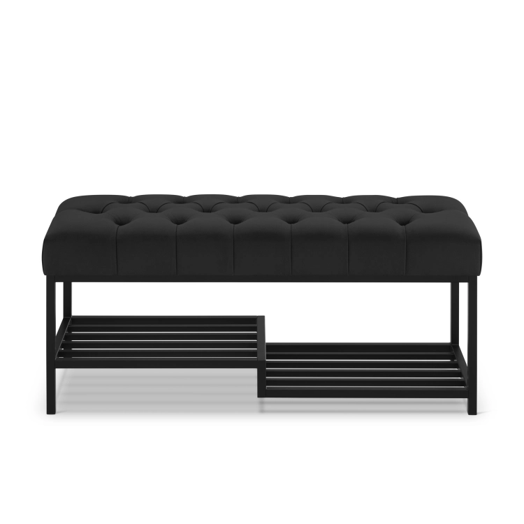 Banco industrial negro para el recibidor con patas metálicas