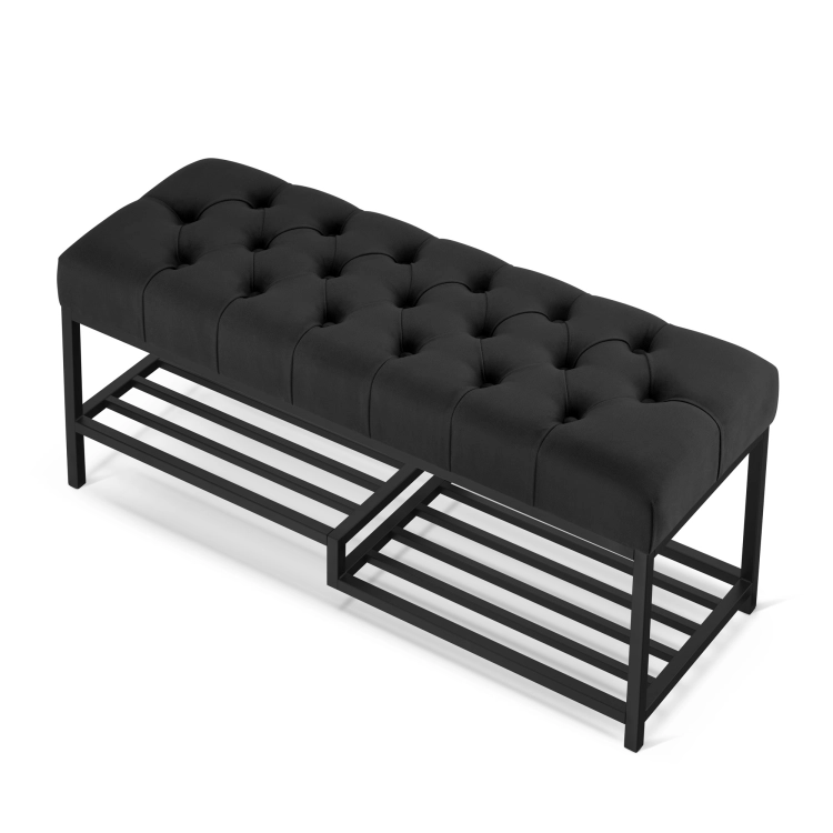Banco industrial negro para el recibidor con patas metálicas