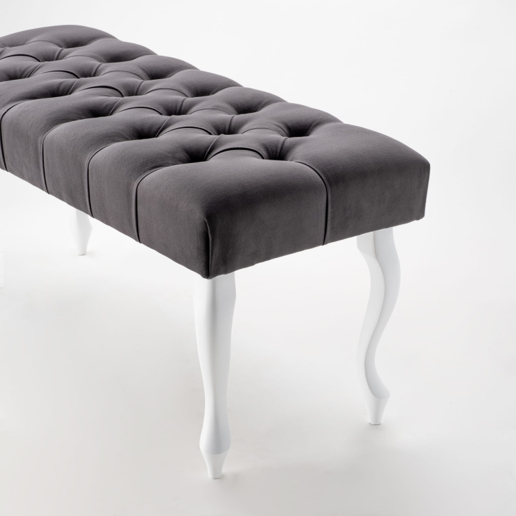 Banco acolchado antracita con patas blancas