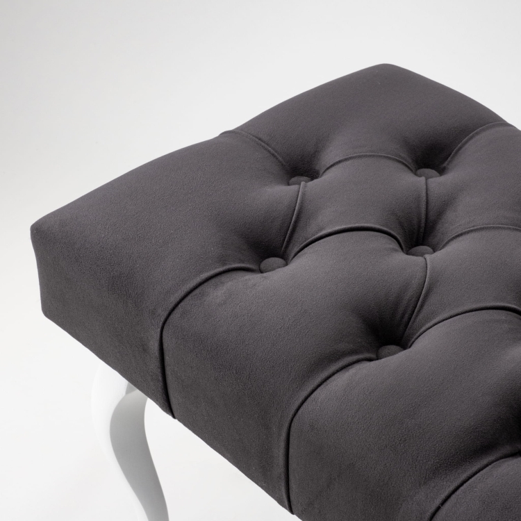 Banco acolchado antracita con patas blancas