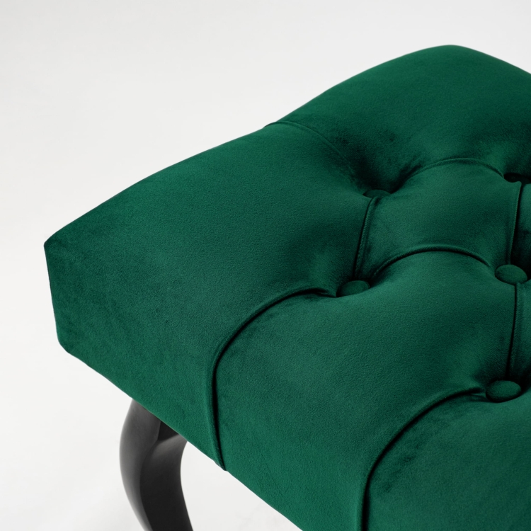 Banco acolchado verde botella con patas negras